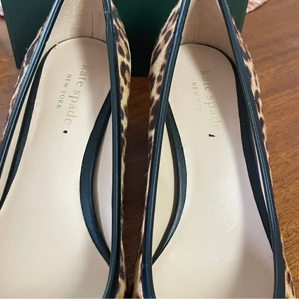 NIB Kate Spade Menorca Calf Hair Pointed Toe Pump Block Heel Brown Black Sz 5.5
